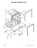 TUB AND FRAME PARTS Diagram and Parts List for WDF775SAYW2  Whirlpool Dishwasher