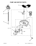 PUMP AND MOTOR PARTS Diagram and Parts List for WDF310PAAD2  Whirlpool Dishwasher
