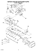 MOTOR AND ICE CONTAINER Diagram and Parts List for 3XED7SHGKB00  Whirlpool Refrigerator