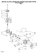 BRAKE, CLUTCH, GEARCASE, MOTOR & PUMP Diagram and Parts List for GCAM2792LQ0  Whirlpool Washer