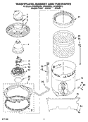 WASHPLATE, BASKET AND TUB PARTS Diagram and Parts List for GVW9959KL3  Whirlpool Washer