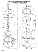AGITATOR, BASKET AND TUB PARTS Diagram and Parts List for GST9679PG3  Whirlpool Washer