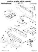 COOKTOP, BURNER AND GRATE PARTS Diagram and Parts List for KGCP463KSS01  KitchenAid Cooktop
