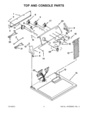 TOP AND CONSOLE PARTS Diagram and Parts List for 4GWED4900YQ1  Whirlpool Dryer