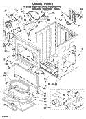 CABINET PARTS Diagram and Parts List for GEQ8811PL0  Whirlpool Dryer