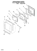 OVEN DOOR Diagram and Parts List for RBD276PDQ12  Whirlpool Wall Oven
