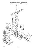 PUMP AND SPRAY ARM Diagram and Parts List for WU5750Y2  Roper Dishwasher