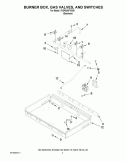 BURNER BOX, GAS VALVES, AND SWITCHES Diagram and Parts List for YKDRS407VS00  KitchenAid Range