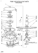 PUMP AND SPRAYARM Diagram and Parts List for WU0800B  Roper Dishwasher