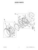 DOOR PARTS Diagram and Parts List for YWED9371YW1  Whirlpool Dryer