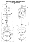 AGITATOR, BASKET AND TUB Diagram and Parts List for LSQ9665JT2  Whirlpool Washer