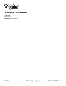 Cover Sheet Diagram and Parts List for 7WDF530PAYM6  Whirlpool Dishwasher