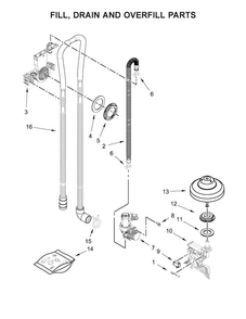 Fill, Drain And Overfill Parts Diagram and Parts List for KDFE204EBL4  KitchenAid Dishwasher