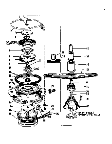 Motor, Heater, And Spray Arm Diagram and Parts List for 8565L20  Roper Dishwasher
