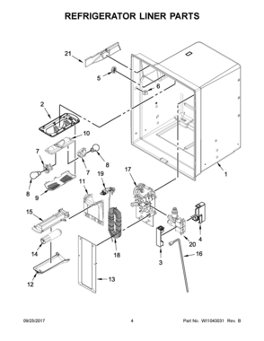 03 - REFRIGERATOR LINER PARTS Diagram and Parts List for WRF555SDHB00  Whirlpool Refrigerator