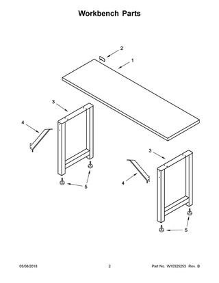 Workbench Parts Diagram and Parts List for GAWB66HWGG00  Whirlpool Cabinet