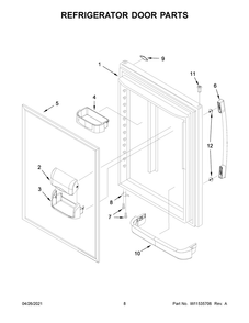 Refrigerator Door Parts Diagram and Parts List for ABB1921BRB03  Whirlpool Refrigerator