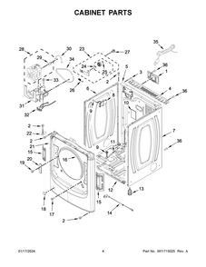 Cabinet Parts Diagram and Parts List for WGD8620HW4  Whirlpool Dryer
