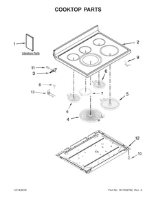 Cooktop Parts Diagram and Parts List for KFES530ESS1  KitchenAid Range