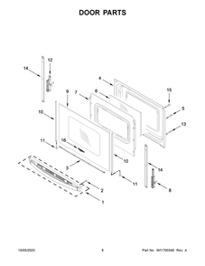 Door Parts Diagram and Parts List for WFE505W0JV4  Whirlpool Range