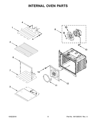 Internal Oven Parts Diagram and Parts List for WOS72EC7HB01  Whirlpool Wall Oven