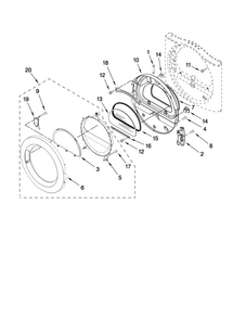 Door Parts Diagram and Parts List for YIED7300WW1  Inglis Dryer