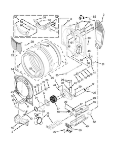 Bulkhead Parts Diagram and Parts List for WED8740DC1  Whirlpool Dryer