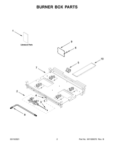 Burner Box Parts Diagram and Parts List for JGRP430HL01  Whirlpool Range