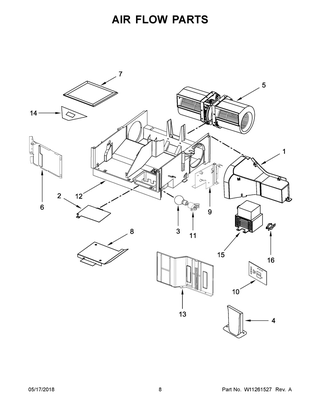 Air Flow Parts Diagram and Parts List for YWMH31017HB0  Whirlpool Microwave
