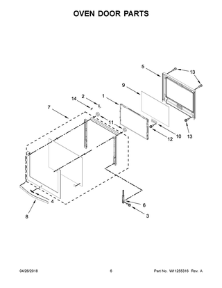 Oven Door Parts Diagram and Parts List for WOS51EC7AW05  Whirlpool Wall Oven
