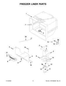 Freezer Liner Parts Diagram and Parts List for WRF767SDHZ02  Whirlpool Refrigerator