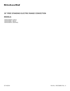 Cover Sheet Diagram and Parts List for KERS303BWH1  KitchenAid Range