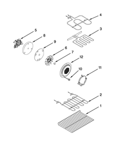 Internal Oven Parts Diagram and Parts List for WGE755C0BS01  Whirlpool Range