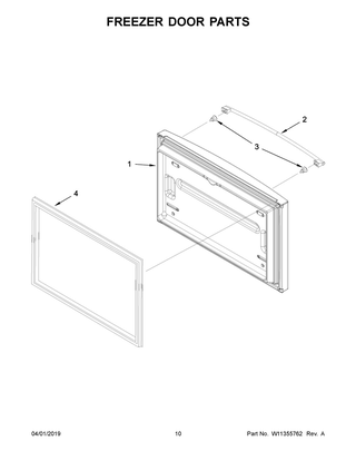 Freezer Door Parts Diagram and Parts List for IX6HHEXDSM03  Whirlpool Refrigerator