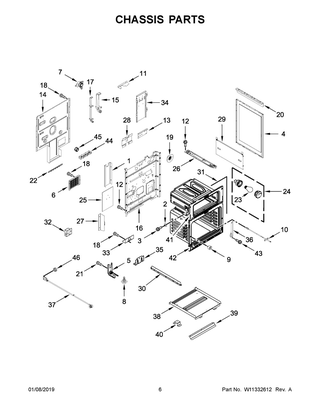 Chassis Parts Diagram and Parts List for YKFED500ESS3  Whirlpool Range