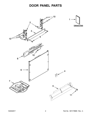 Part Location Diagram of W10885892 Whirlpool INSTRUCTIONS, INSTALLATION (CUSTOM PANEL)