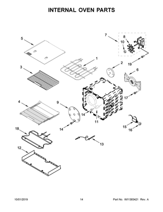 Internal Oven Parts Diagram and Parts List for KFDC506JPA00  Whirlpool Range