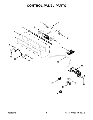 Control Panel Parts Diagram and Parts List for WOS52EM4AS2  Whirlpool Wall Oven