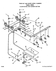 Burner Diagram and Parts List for F6557*0  Roper Range