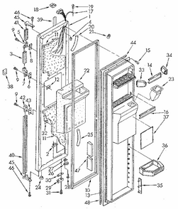 Freezer Door Diagram and Parts List for 1068592511 SKR601W0 Kenmore Refrigerator