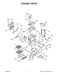 Chassis Parts Diagram and Parts List for KSGG700EBS2  Whirlpool Range
