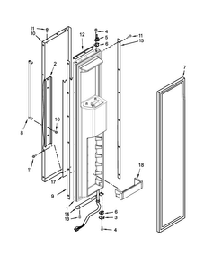 Freezer Door Parts Diagram and Parts List for KBSD606ESS00  KitchenAid Refrigerator