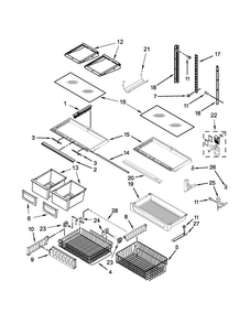 Shelf Parts Diagram and Parts List for KRBX102EWH00  KitchenAid Refrigerator