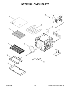 Internal Oven Parts Diagram and Parts List for KFDC506JBK03  KitchenAid Range