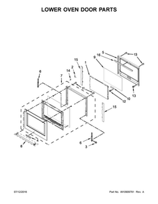 Lower Oven Door Parts Diagram and Parts List for KODE507EBS01  KitchenAid Wall Oven
