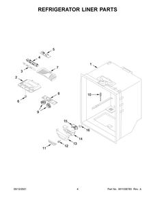 Refrigerator Liner Parts Diagram and Parts List for MBF2258FEZ06  Whirlpool Refrigerator