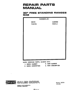 Front Cover Diagram and Parts List for F4307*0  Roper Range