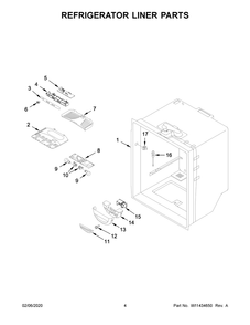 Refrigerator Liner Parts Diagram and Parts List for WRF532SMHZ03  Whirlpool Refrigerator