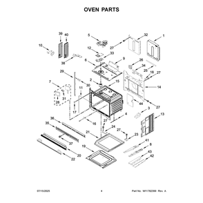Oven Parts Diagram and Parts List for KOED730SJP00  KitchenAid Wall Oven