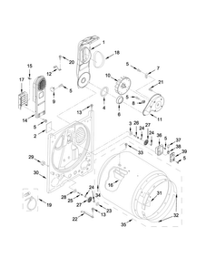 Bulkhead Parts Diagram and Parts List for WED4810EW1  Whirlpool Dryer